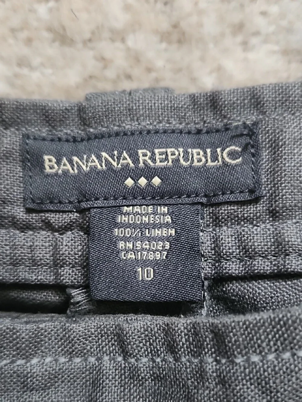 Banana Republic Grey 100% Linen Wide Leg Trousers Pants Accent Buttons Sz 10 EUC